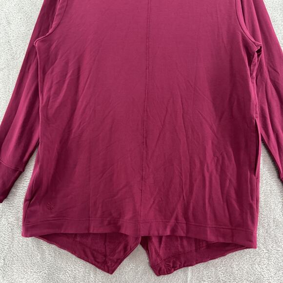 Athleta Cardigan Women M Burgundy Pranayama Restore Wrap Open Front Ultra Soft - Picture 10 of 16